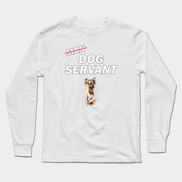 Man dog servant - funny golden retiever sketch Long Sleeve T-Shirt by DawnDesignsWordArt